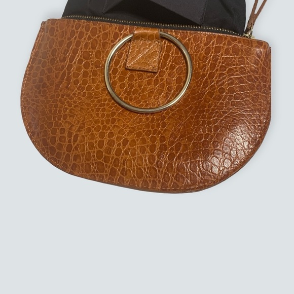 PUNTO FIBBIA Women’s Wristlet Genuine Leather Croc Bag - Picture 3 of 10